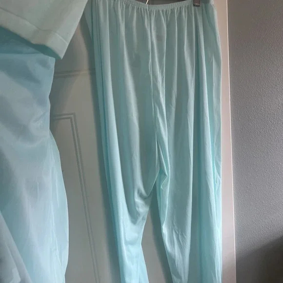 Vintage Vanity Fair Pajama Set 3 Piece Sea Foam Aqua Large - Picture 5 of 7